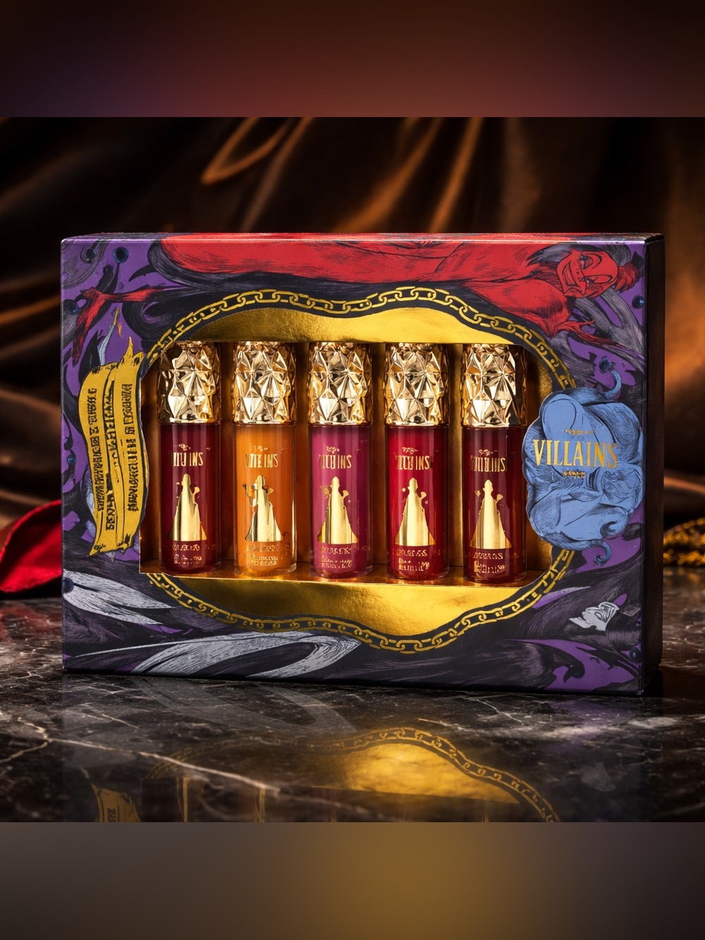 Disney Villains 5-Pack Scented Lip Gloss Set Cruella Ursula Maleficent